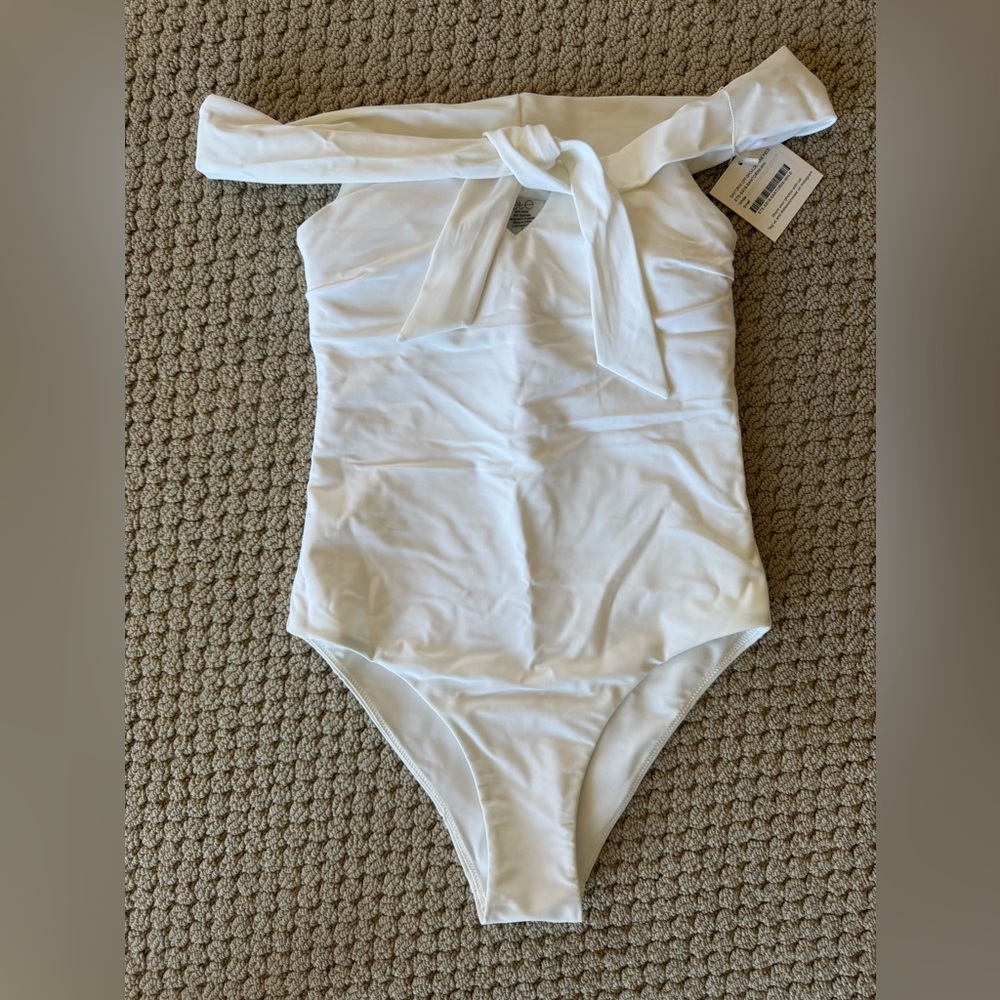 *NWT* White One-Piece Swimsuit with Bow Neck